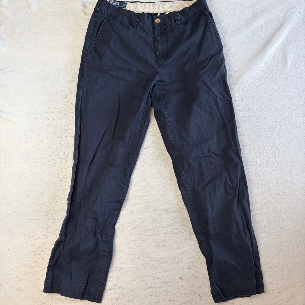 Polo Ralph Lauren Suffield Pant Mens 34/32 Navy Blue Chino Cotton Straight Leg